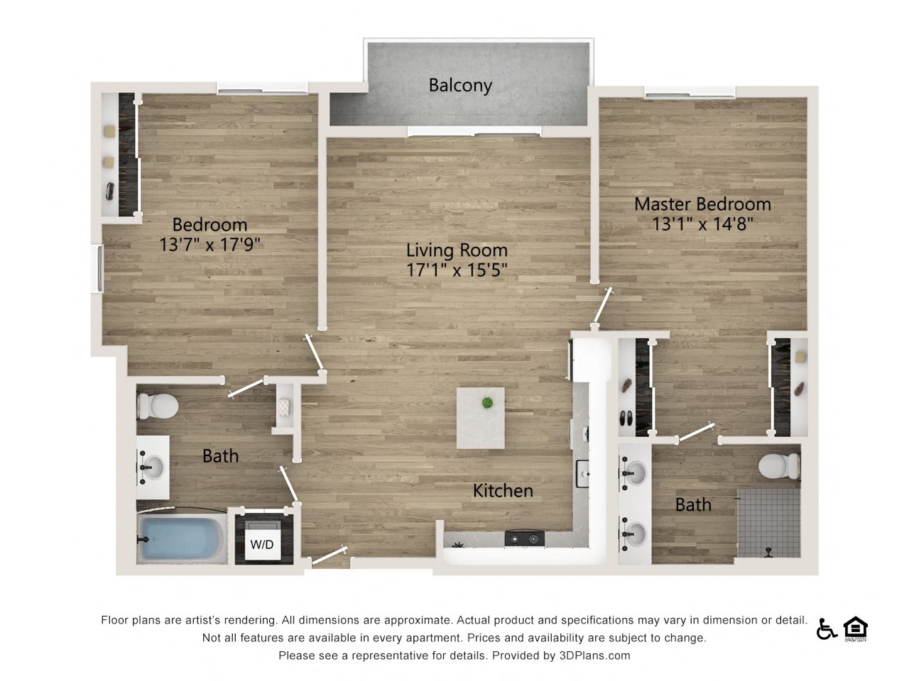 2 bedroom 2 bath 1317 SF